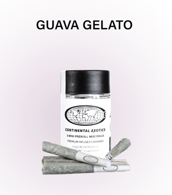 Photograph of Product: Continental Exotics Guava Gelato Infused 5-Pack Prerolls 2.5g