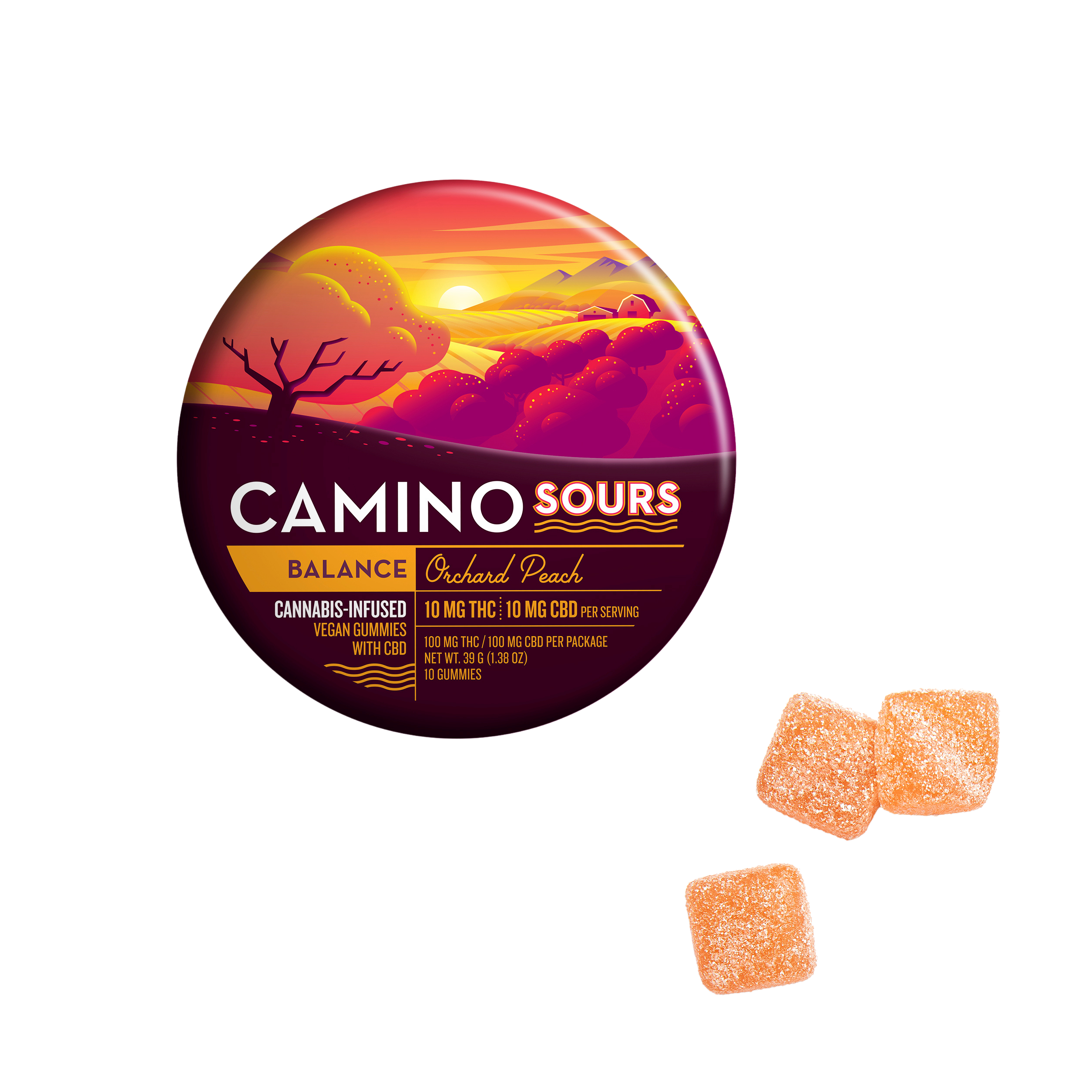 Photograph of product: Camino - Sour Orchard Peach TH-oui:CBD (Balance) - Gummies - 10pk - 100mg