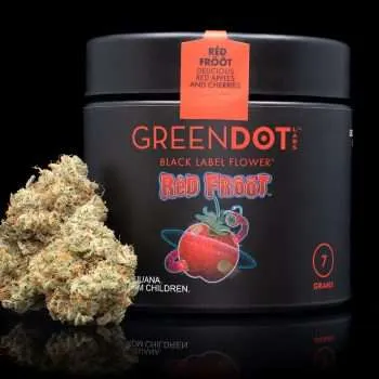 Photograph of product: Green Dot Black Label Red Froot (H) 3.5g