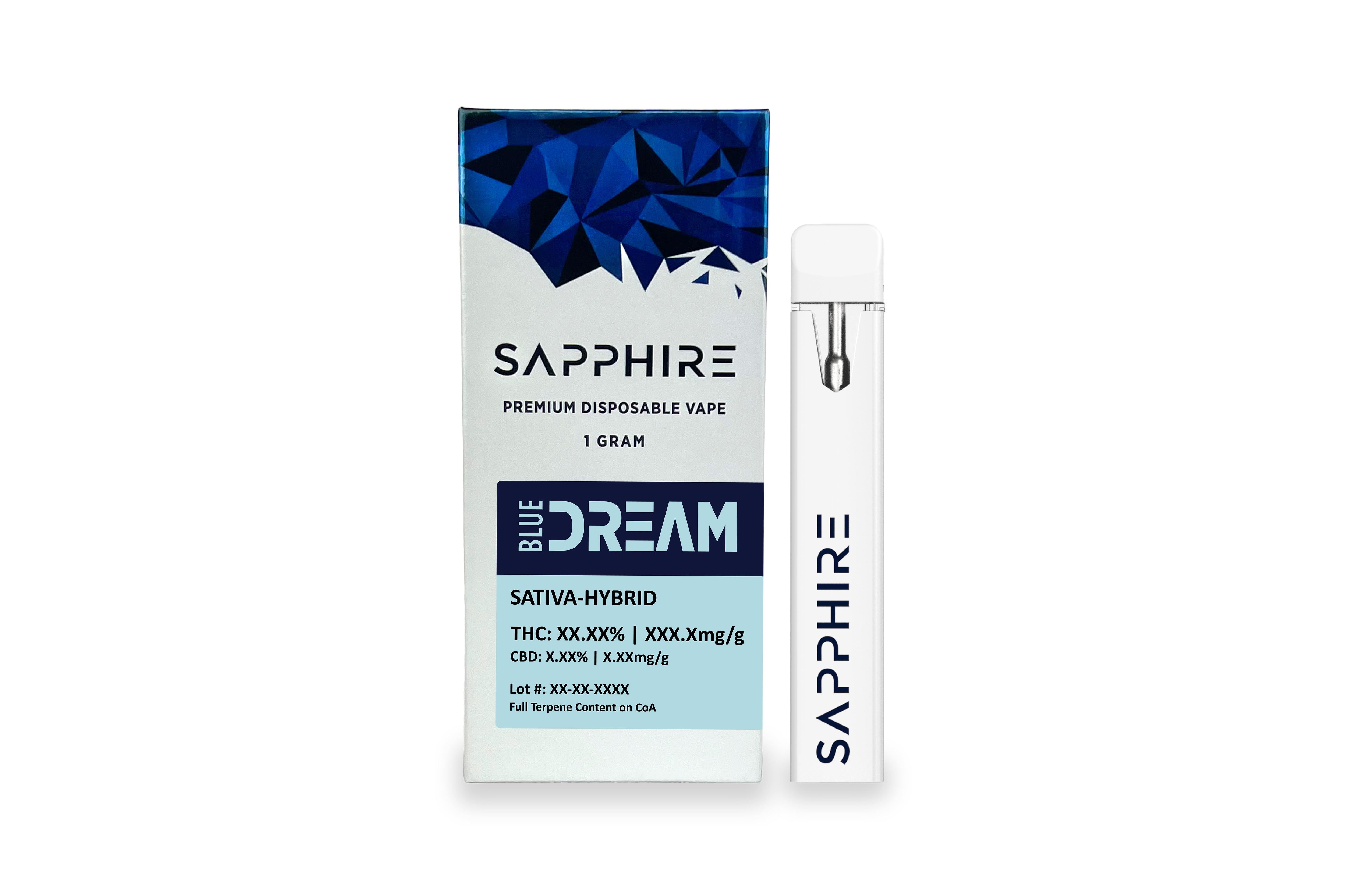 Photograph of product: Sapphire - Blue Dream - AIO Vape - 1g