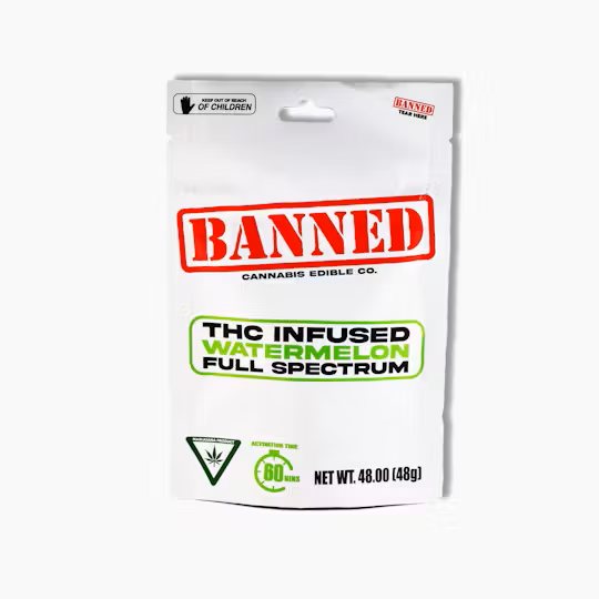 Photograph of product: BANNED | WATERMELON | 200MG | 4PK | GUMMY