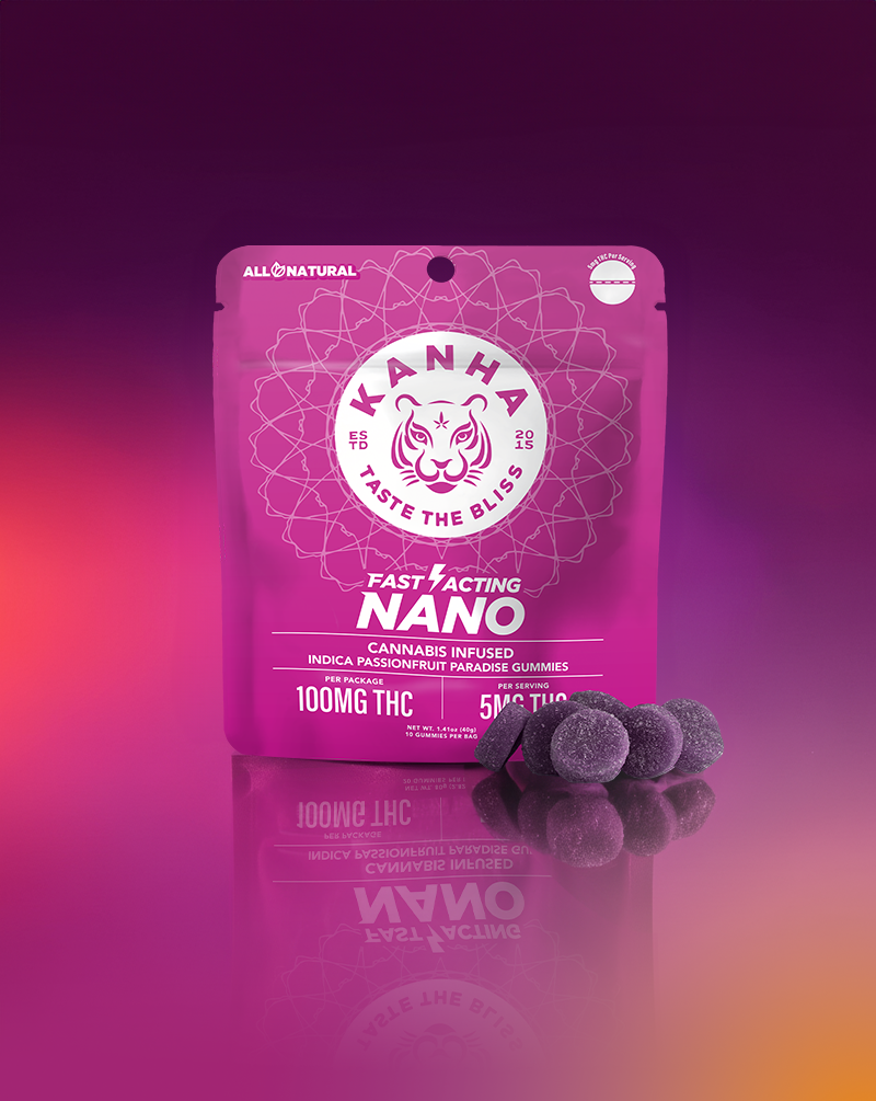 Photograph of product: Passionfruit Paradise Nano Gummies | 100mg 10pk | KANHA