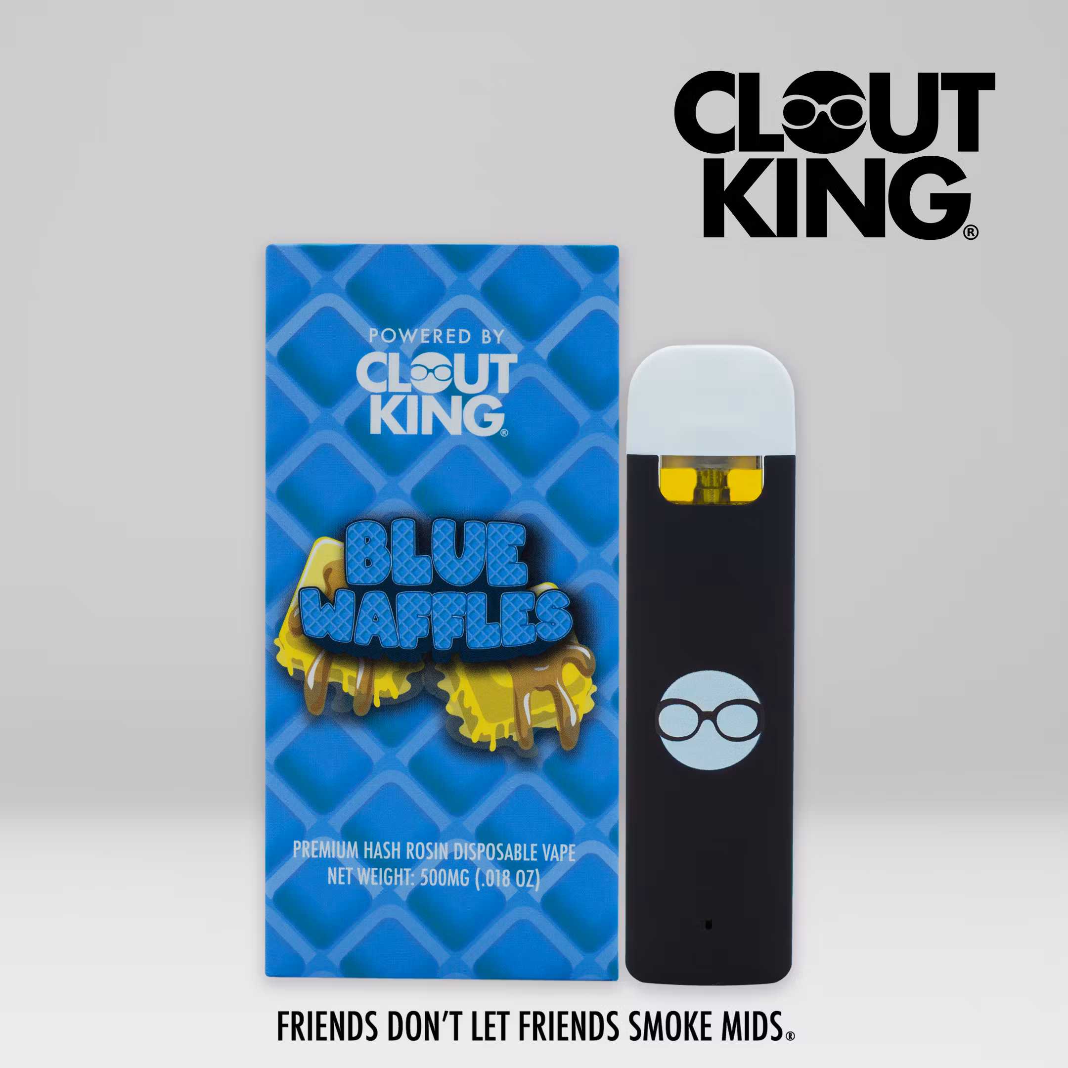 Photograph of product: Clout King | Blue Waffles Live Rosin Disposable