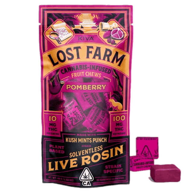 Photograph of product: Pomberry Kush Mintz Punch Rosin Chews 100mg copy - 
