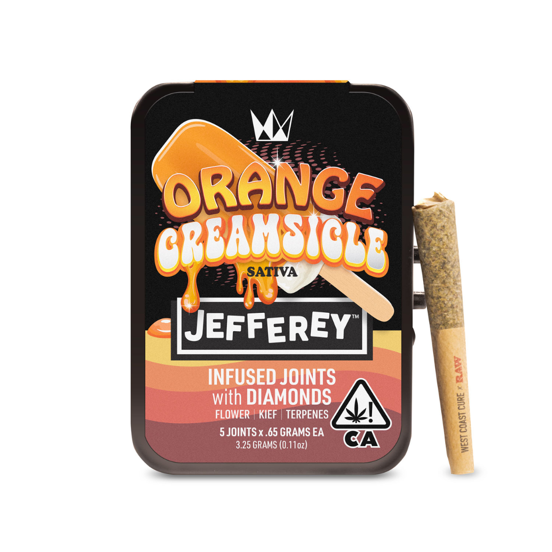 Photograph of product: West Coast Cure x Jefferey - Orange Creamsicle (Sativa) 5pk Infused Preroll 3.25g