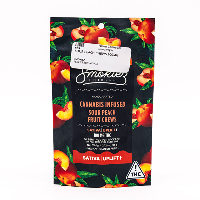 Photograph of product: Sour Peach Chews 100mg {137}