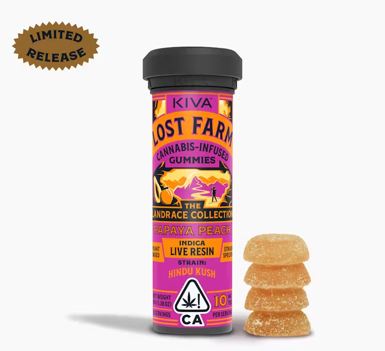 Photograph of product: Papaya Peach Hindu Kush Gummies 100mg