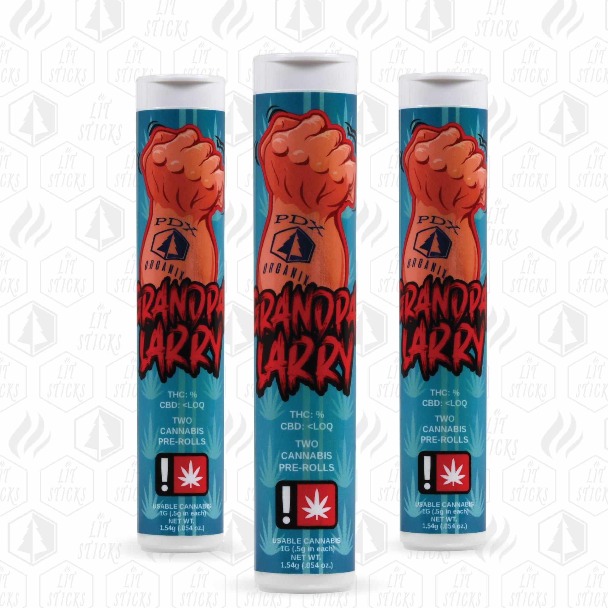 Photograph of product: PDX Organix - Grandpa Larry (I) - Lit Stick Pre Roll 2x 0.5g