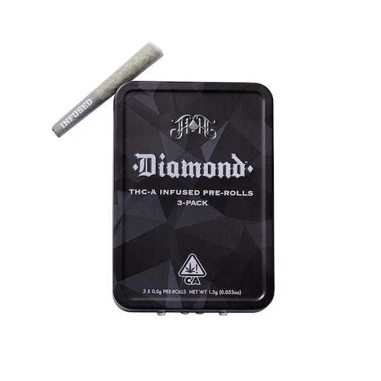 Photograph of product: D. Heavy Hitters 3pk X .5g TH-ouia Diamond Infused Pre Rolls - Ms. Z Oakfruitland (H) - 