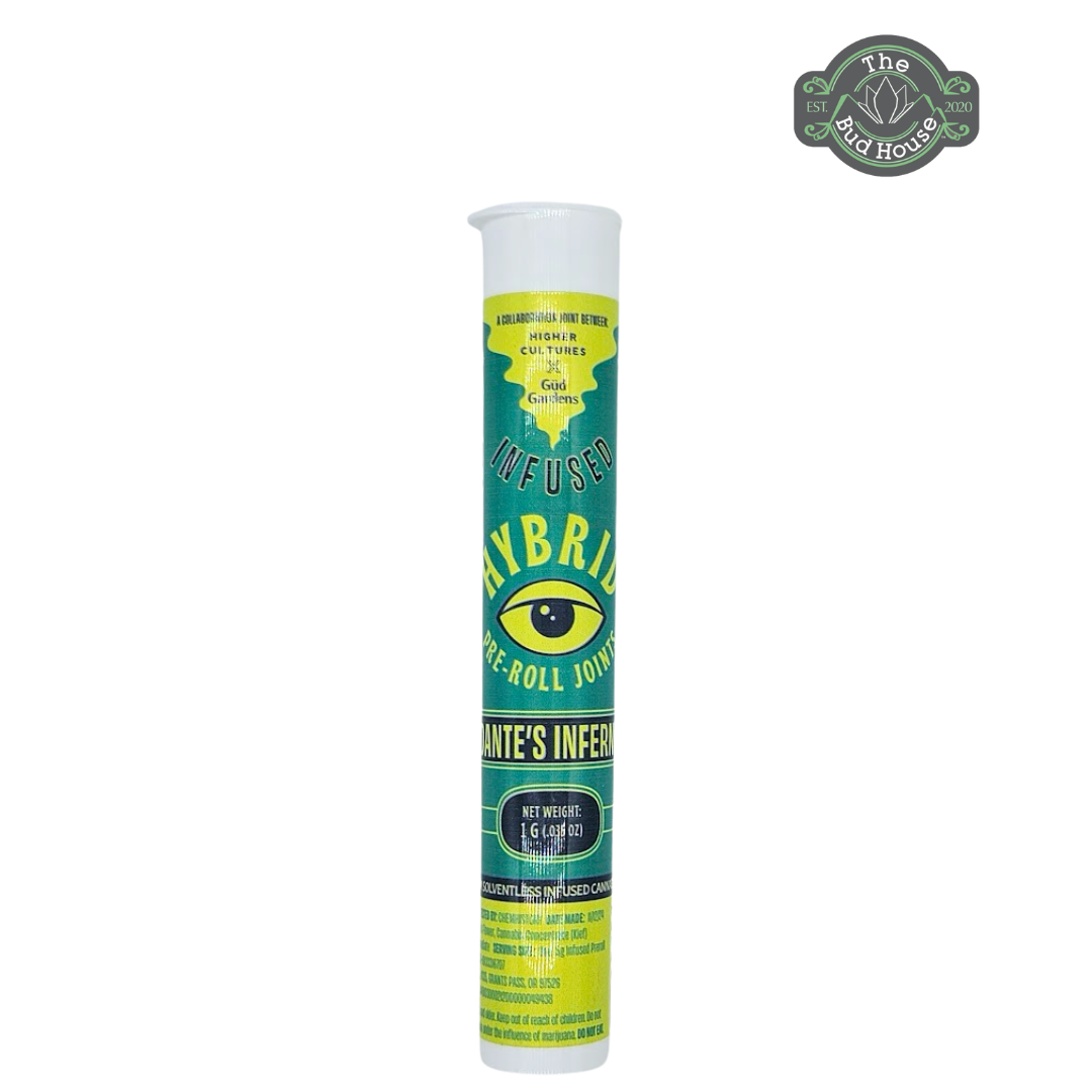 Photograph of product: Higher Cultures X Gud Gardens 2pk DANTE'S INFERNO Infused 0.5g Pre-Rolls