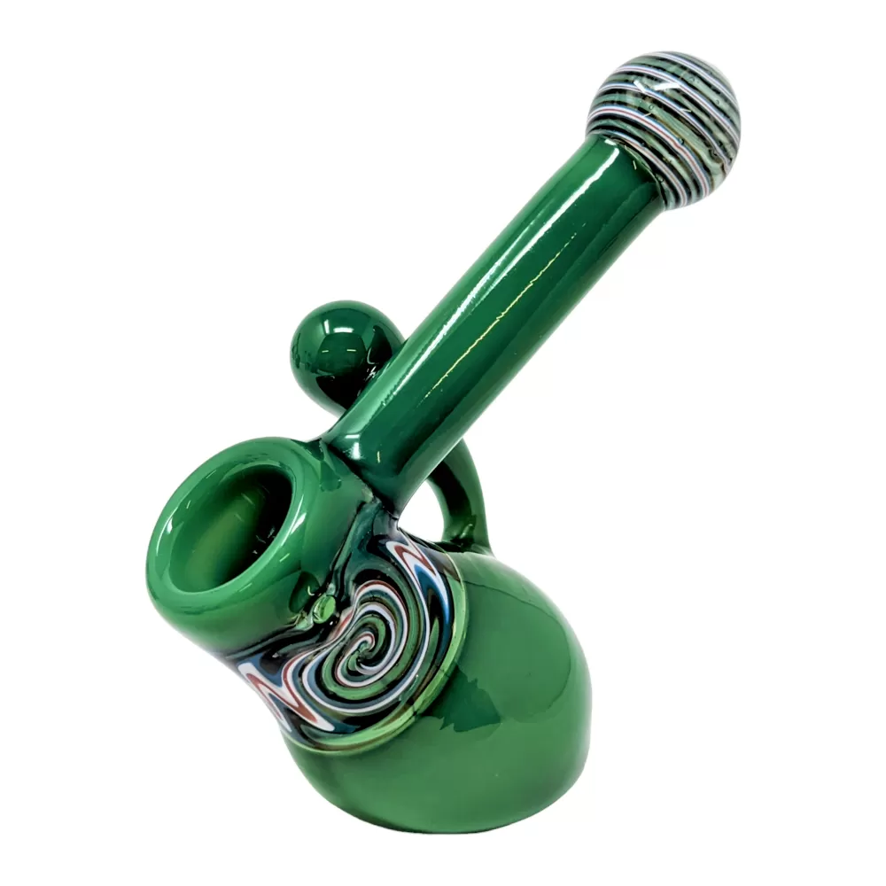 Photograph of product: 5" Slime Color Wig Wag Art Bubbler Hand Pipe - Jade Green