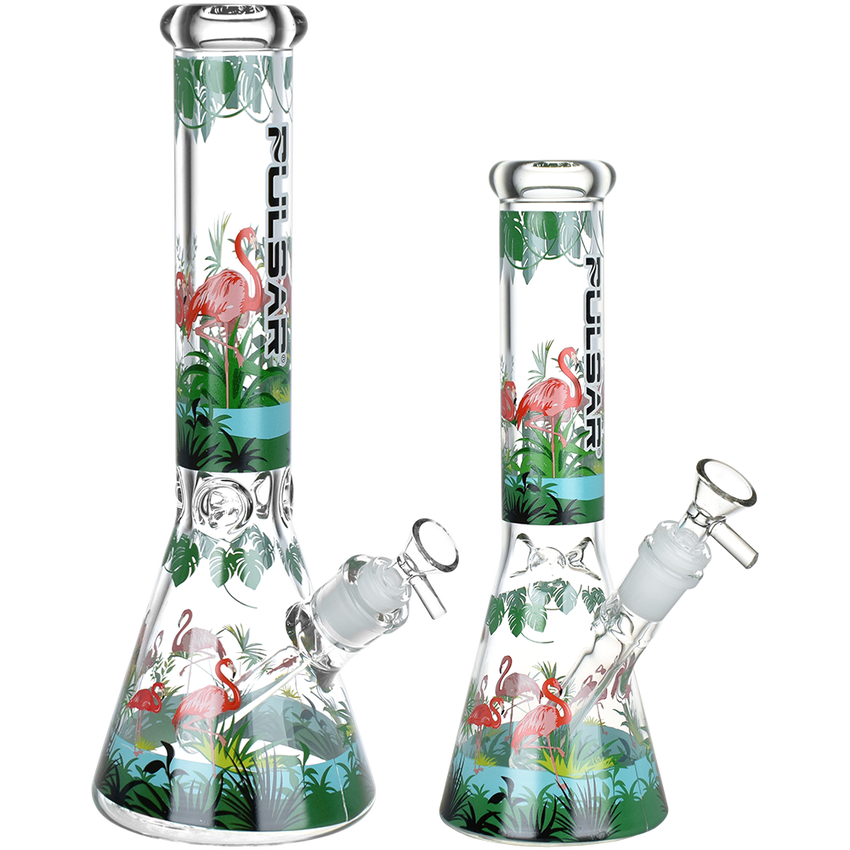 Photograph of product: Chillin' Flamingos Beaker Glass Water pipe | 9.75'' | 14mm