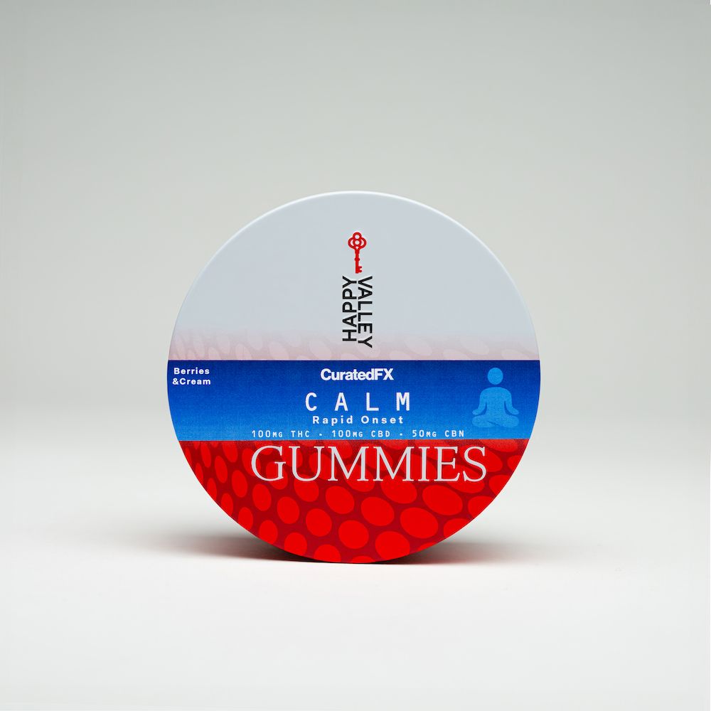 Photograph of product: Berries & Cream CALM Gummies - 100mg - Happy Valley