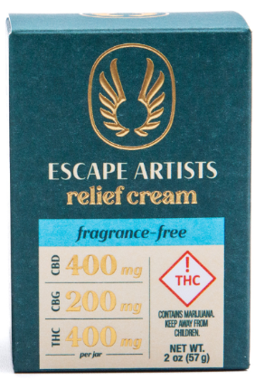 Photograph of product: Escape Artists | Relief Cream (CBD:CBG:TH-oui 4:2:4) Unscented 400mg