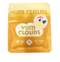 Photograph of product: Yum Clouds- Pina Live Rosin Gummies Hybrid 2pc