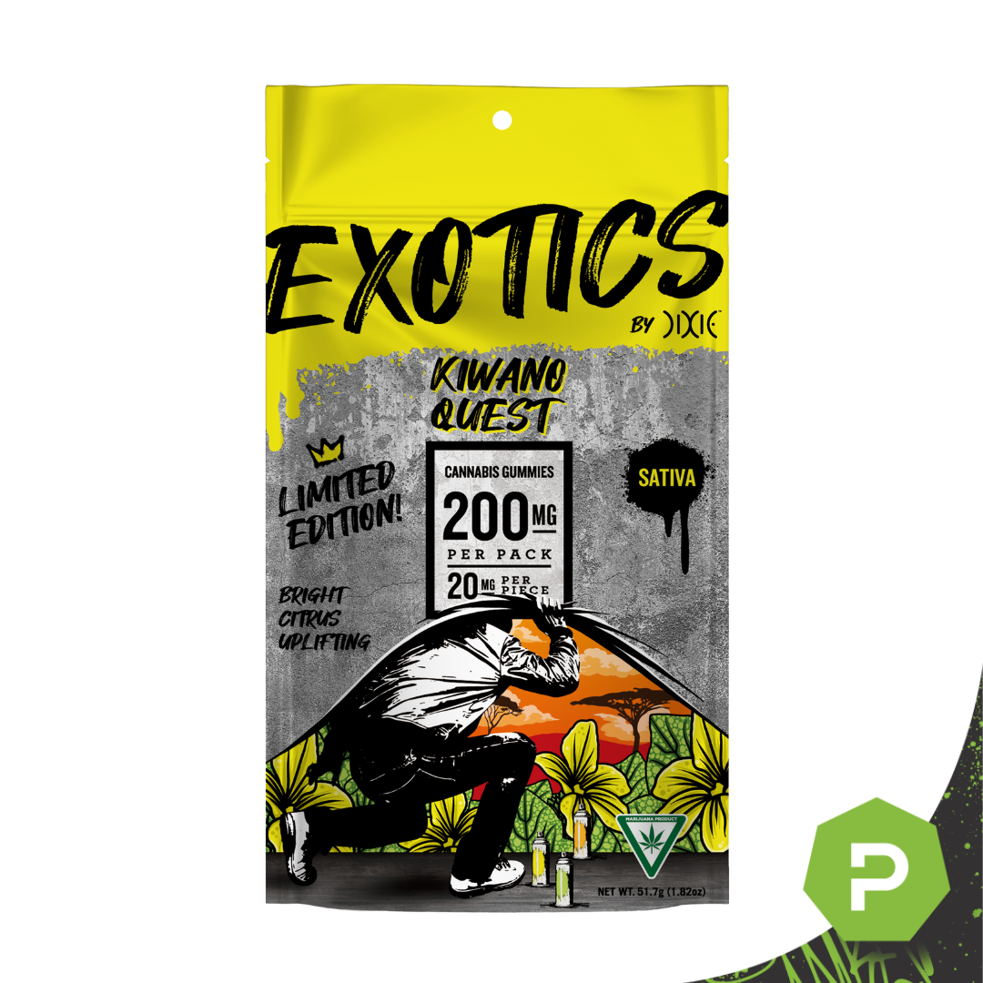 Photograph of product: Dixie | 200mg Exotics Gummies | Kiwano Quest