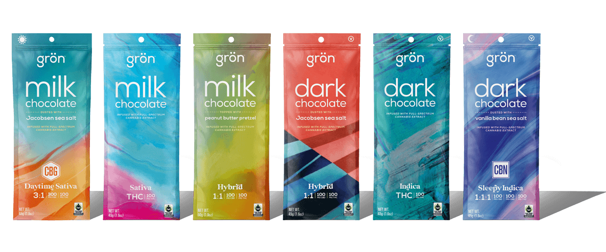 Photograph of product: 100mg 1:1 TH-oui:CBD Dark Chocolate w/ Sea Salt - Bar - Gron