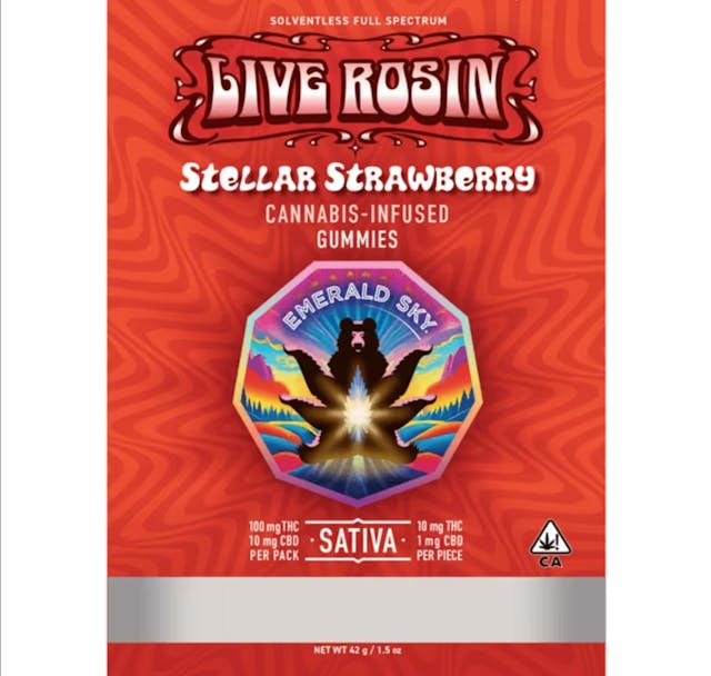 Photograph of product: Stellar Strawberry Live Rosin Gummies - 