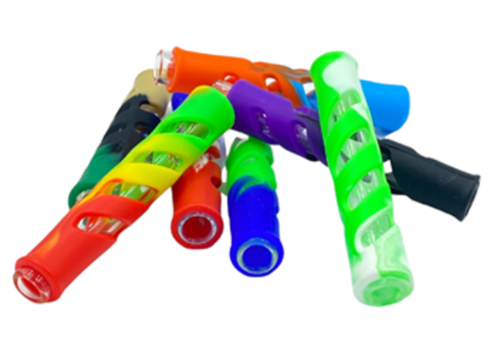 Photograph of product: Glass Chillum with Silicone Sleeve