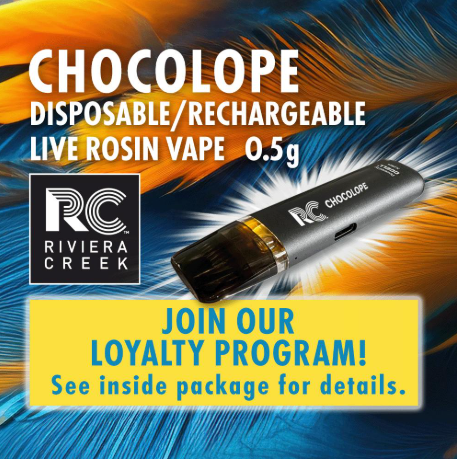 Photograph of product: Riviera Creek | Chocolope | .5g Live Rosin Disposable