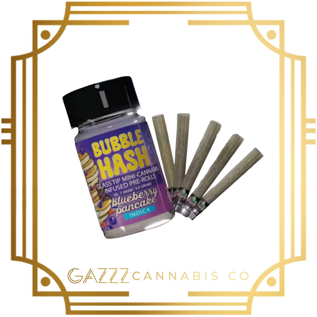 Photograph of product: Amnesia Blueberry Pancake Bubble au chocolat Infused Pre-Rolls 5PK