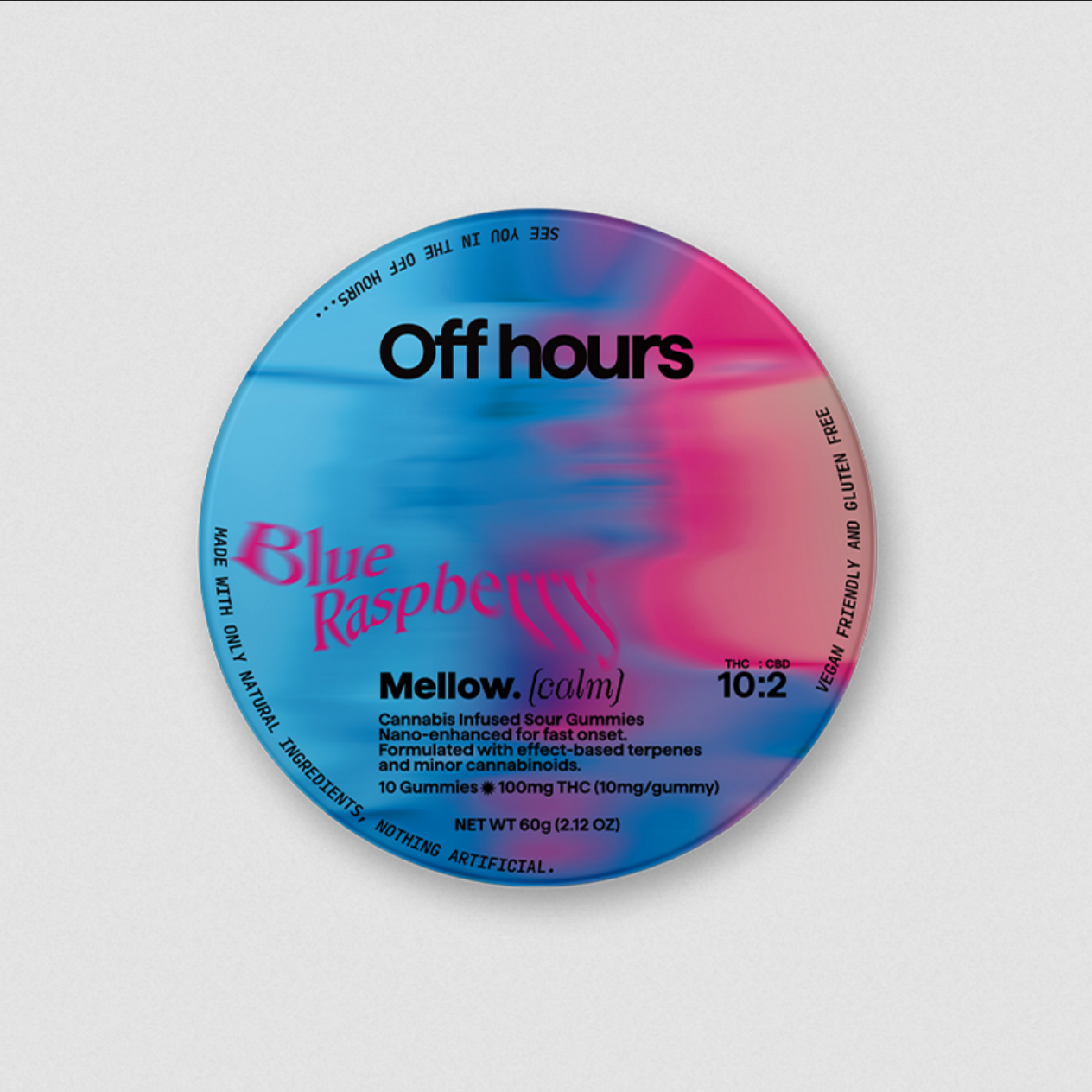 Photograph of product: Off Hours | Mellow - Blue Raspberry | 100mg 10pk Gummies