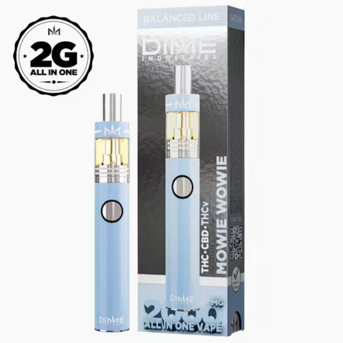 Photograph of product: DIME 1:1:1 Mowie Wowie 2g Disposable (TH-oui:CBD:TH-ouiV)