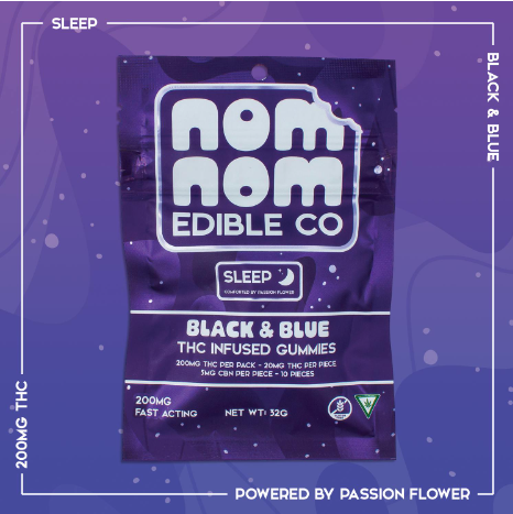 Photograph of product: Nom Nom: Black & Blue 200MG Sleep Gummies