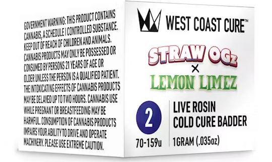 Photograph of product: T2-  STRAW OGZ X LEMON LIMEZ [H] LIVE ROSIN - 1 G