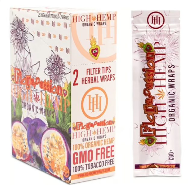 Photograph of product: High Hemp - 100% Tobacco Free Wraps - 2pk - Flora Passion