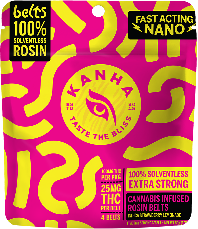 Photograph of product: Strawberry Lemonade | 25mg | 4pk Solventless Belts | KANHA