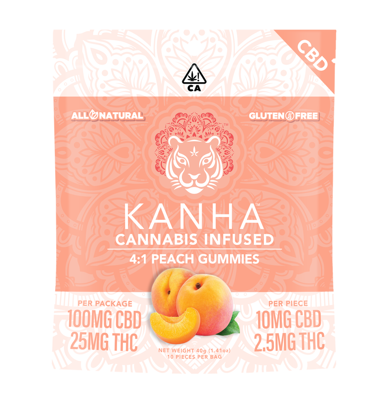 Photograph of product: Kanha 4:1 CBD Peach Gummies