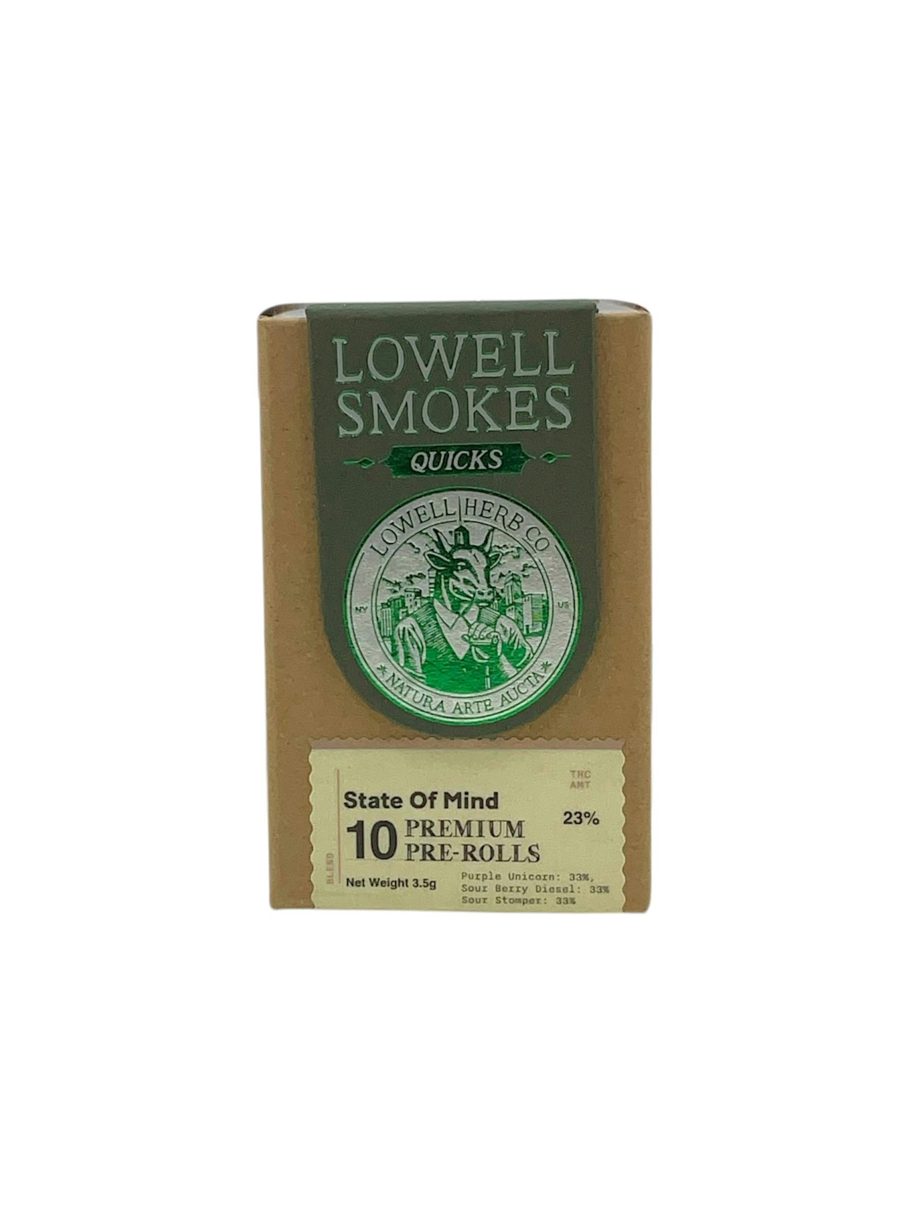 Photograph of product: Lowell Smokes Quicks State Of Mind 10pk 0.35g Prerolls