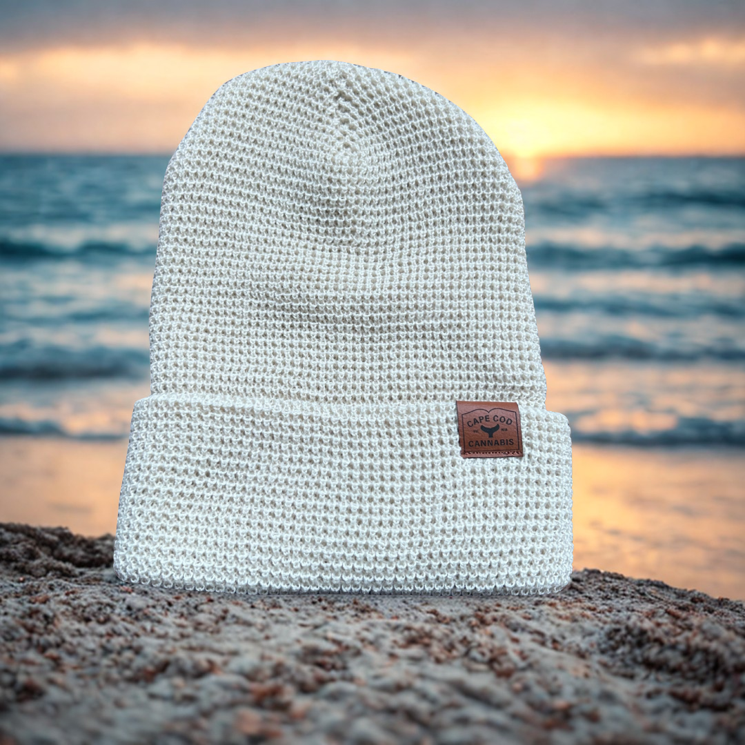 Photograph of product: Beanie | Waffle Knit with Debossed Leather Tag | Birch