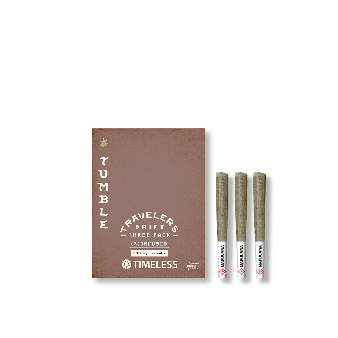 Photograph of product: TUMBLE 0.5G BLACKBERRY KUSH INFUSED PRE-ROLL 3PK