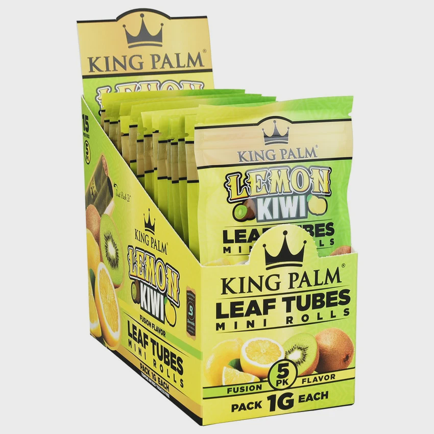 Photograph of product: King Palm Wrap Pouches | 5pc | Mini Rolls | Lemon Kiwi