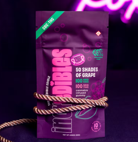 Photograph of product: Incredibles - Gummies - 50 Shades of Grape 1:1 TH-oui:CBC 10pk (100mg)