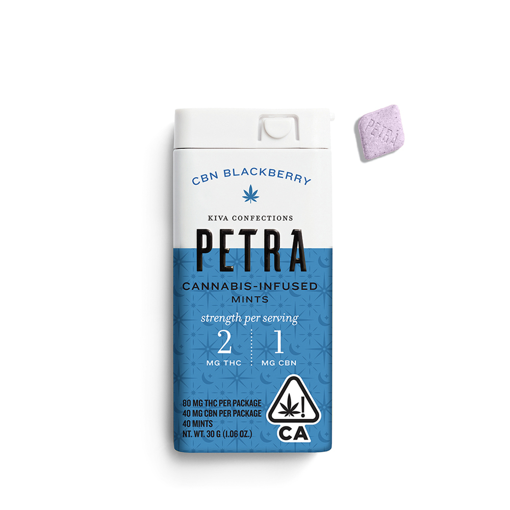Photograph of product: Petra Blackberry Mints 2.5:1 100mg TH-oui/40mg CBN Rec