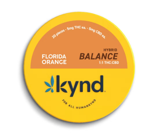 Photograph of product: Kynd 1:1 Balance Florida Orange 100mg 20pk Gummies