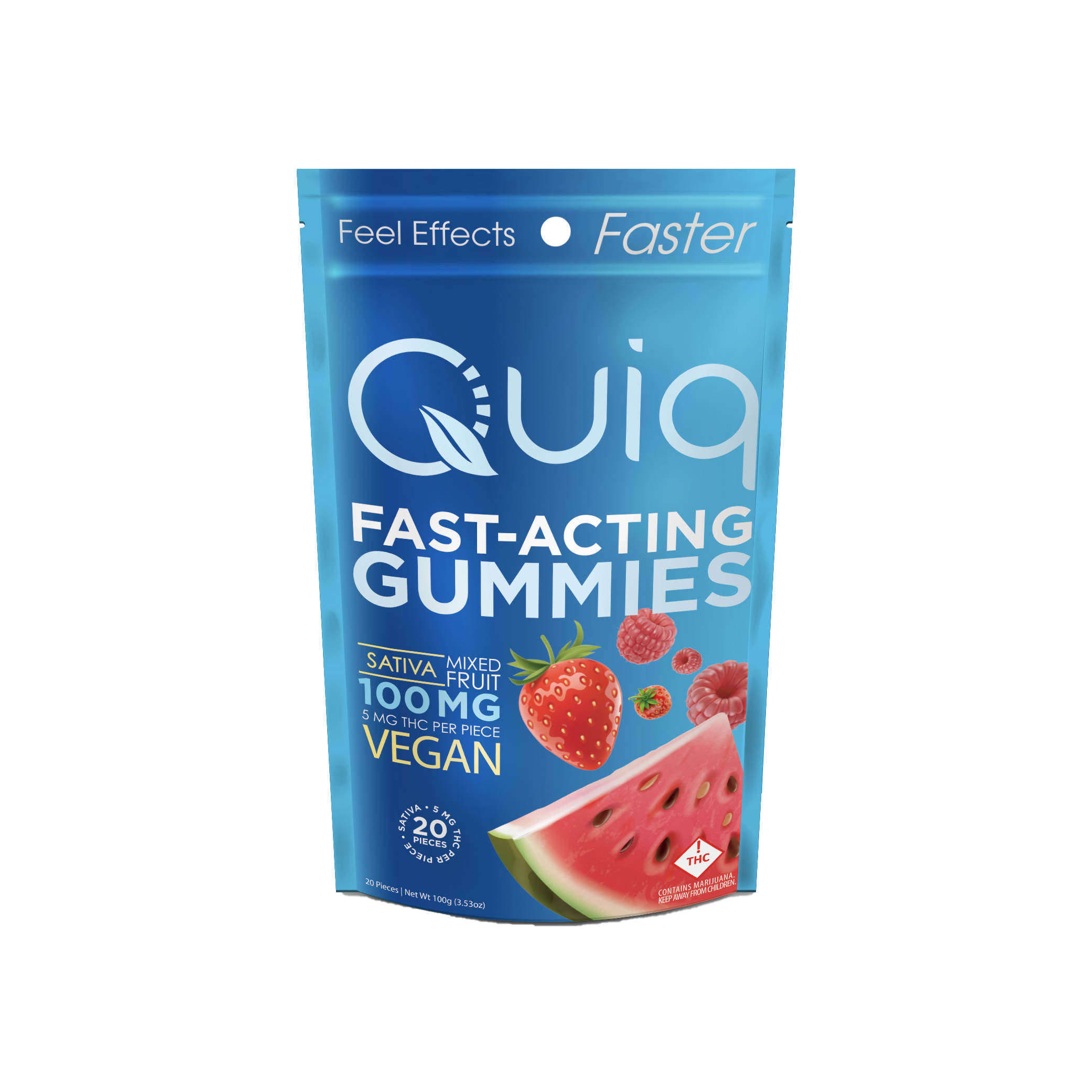 Photograph of product: 100mg Fast Acting Gummies | Quiq - | (S) Mixed Berry