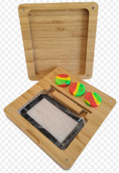 Photograph of product: LUVBUDS - BAMBOO ROLLING TRAY BOX SET 7"X7.5" MAGNETIC SEAL