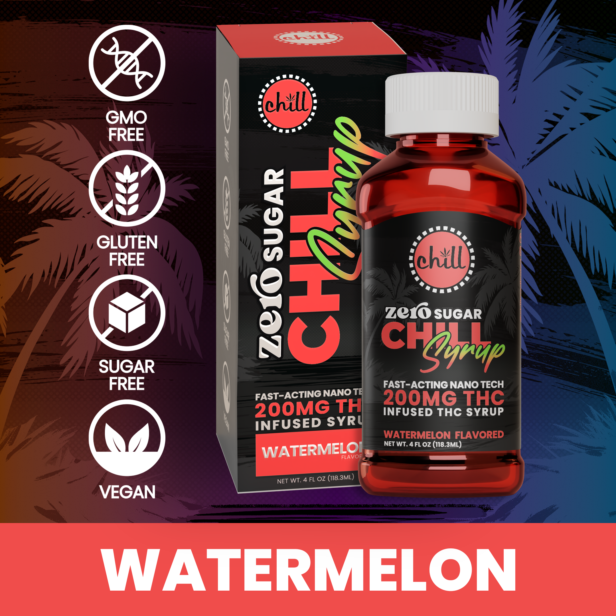 Photograph of product: Chill Medicated Zero Sugar 200MG TH-oui Infused Watermelon