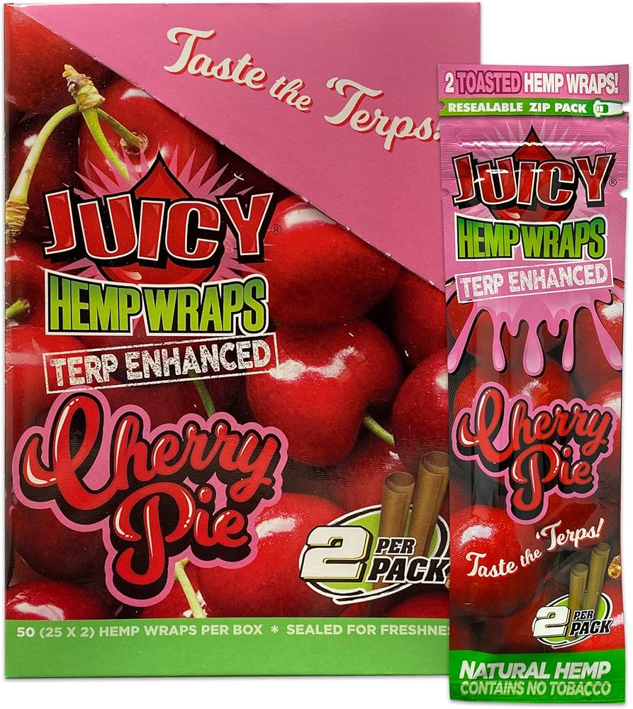 Photograph of product: Juicy Jay Terp Infused Hemp Wraps Cherry Pie 2pk