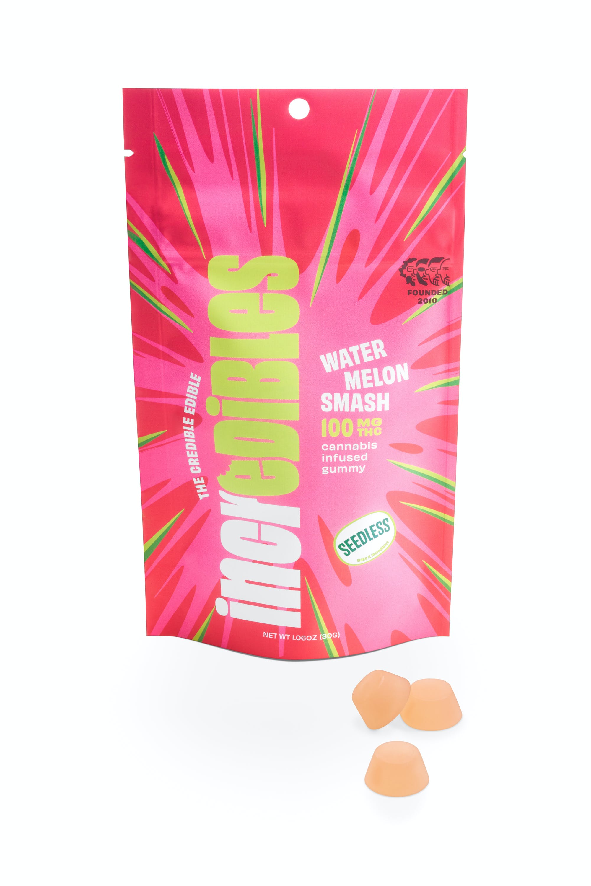 Photograph of product: Incredibles: Watermelon Smash | 100mg TH-oui | 10pk