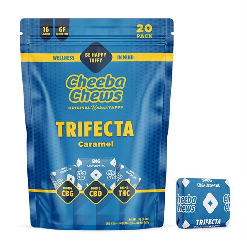 Photograph of product: Trifecta Caramel Cheeba Chews - 1:1:1 TH-oui:CBG:CBD | 100mg