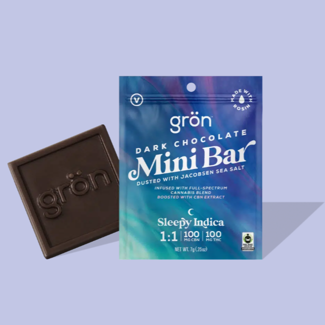 Photograph of product: Mini Bar | Dark Chocolate 1:1 (TH-oui,CBN) Rosin Bite 1Pk - Oui'd (Macro Dose) (V)