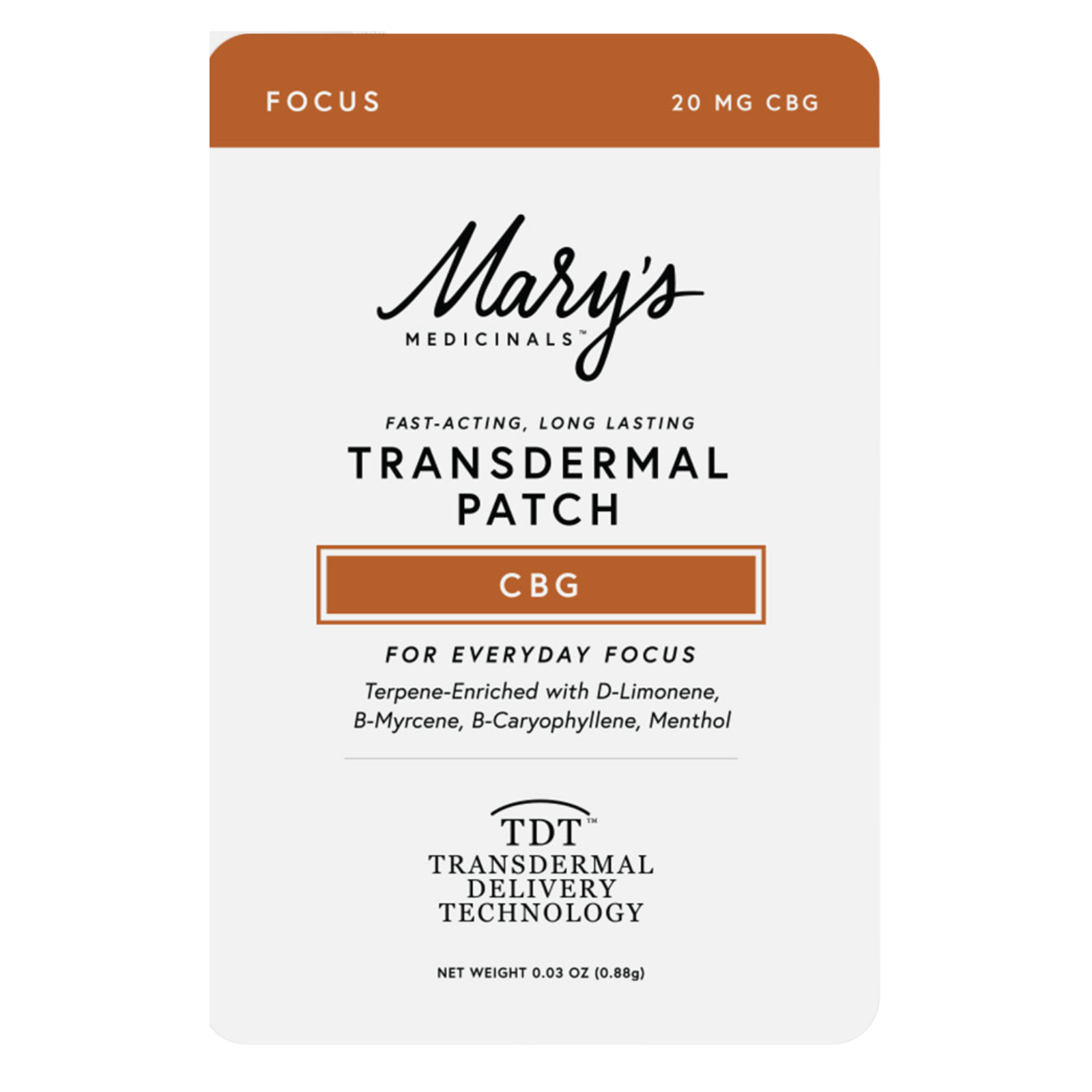 Photograph of product: Mary's Medicinals | FOCUS CBG Transdermal Patch | 20mg