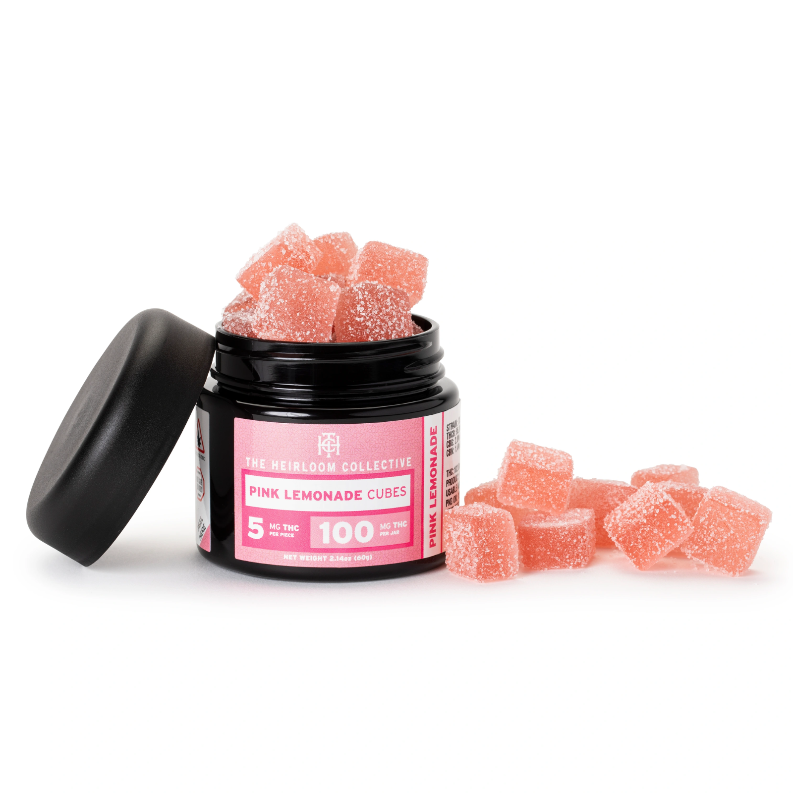 Photograph of product: 100mg Gummies | Pink Lemonade Cubes | The Heirloom Collective