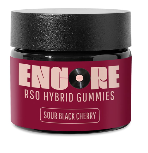 Photograph of product: (67651) 100mg Sour Black Cherry RSO Encore Gummies 10 Pack