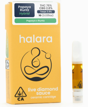 Photograph of product: Halara - Cartridge - Live Diamond Sauce - Papaya Runtz - 1G